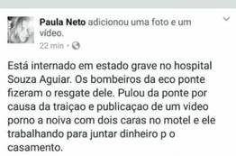 Homem tenta suicídio pulando de ponte Niteroi depois que vídeo da noiva traindo vaza